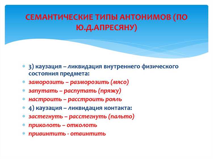 Классификация антонимов по степени противоположности