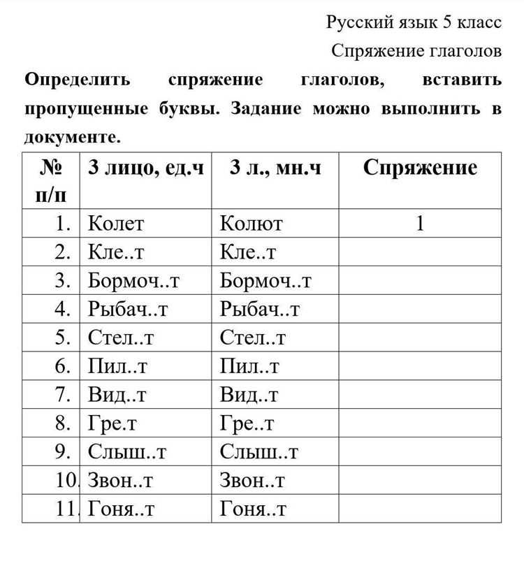 Спряжение в прошлом времени